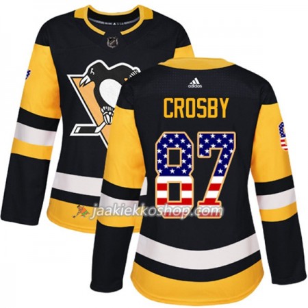 Nainen NHL Pittsburgh Penguins Pelipaita Sidney Crosby 87 Adidas 2017-2018 Musta USA Flag Fashion Authentic